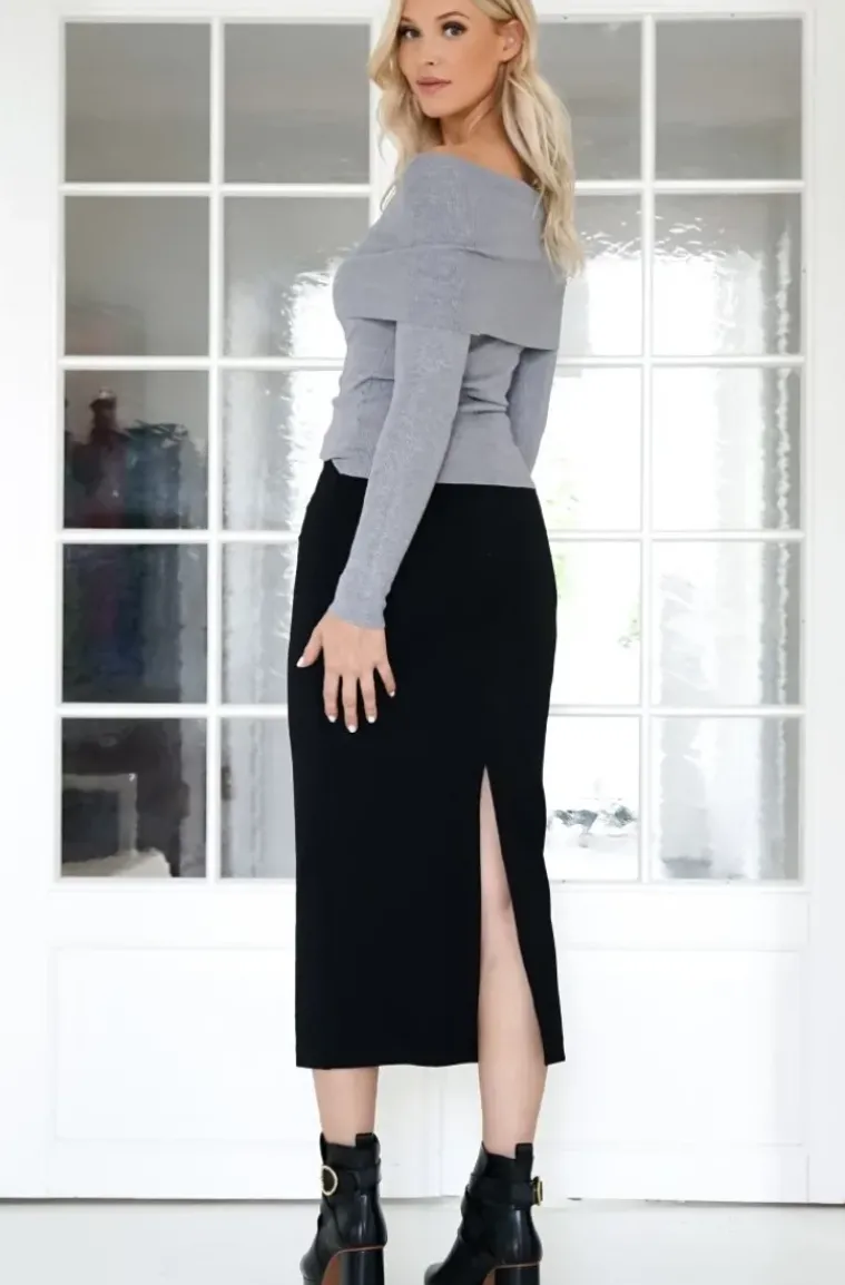 Mixed Brands - Offshoulder knitted top 9018 - Grigio