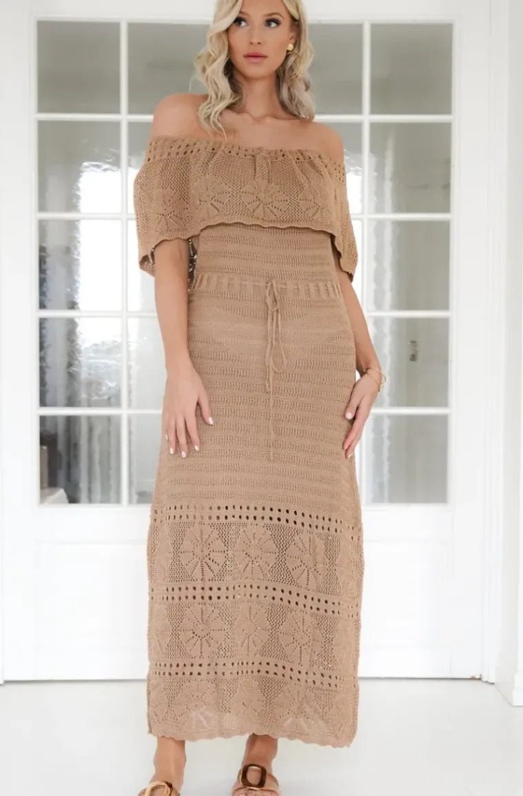 Mixed Brands - Openwork Strapless Dress SBE12824 - Beige