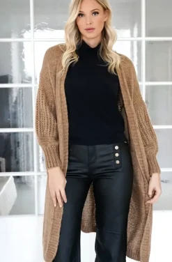 Mixed Brands - Oversized knit cardigan with pockets 1158 - Camel