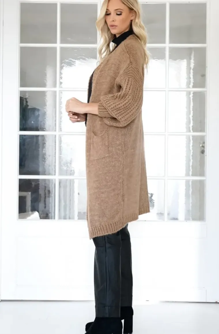 Mixed Brands - Oversized knit cardigan with pockets 1158 - Camel