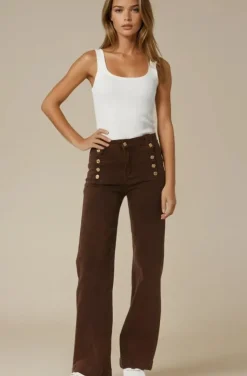Mixed Brands - Pant cotton with buttons 8053 - Choco