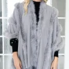 Mixed Brands - Poncho with fake fur details F40795 - Grey
