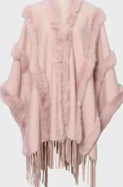 Mixed Brands - Poncho with fake fur details F40795 - Pink