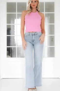 Mixed Brands - Ribbed tank top 8009 - Pink