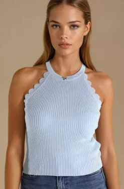Mixed Brands - Ribbed tank top 8009 - Light Blue