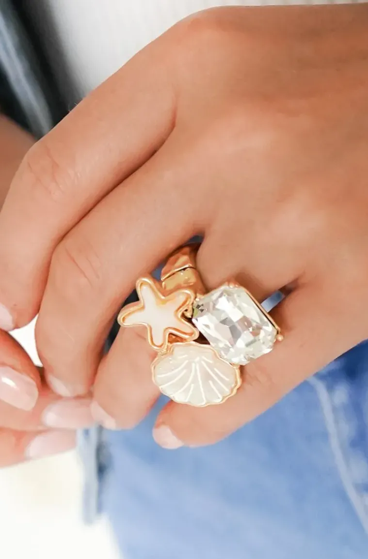 Mixed Brands - Ring Seashell Star 512 - White