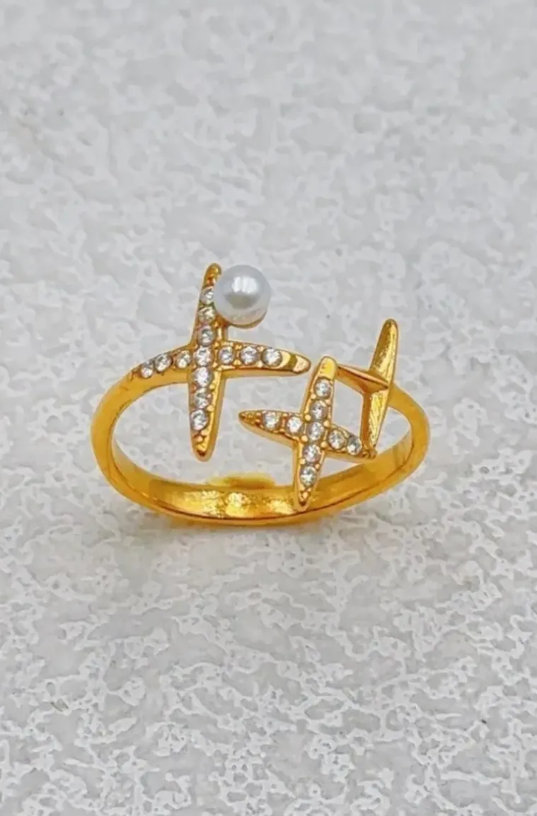 Mixed Brands - Ring Stones and Pearl BA255 - Gold