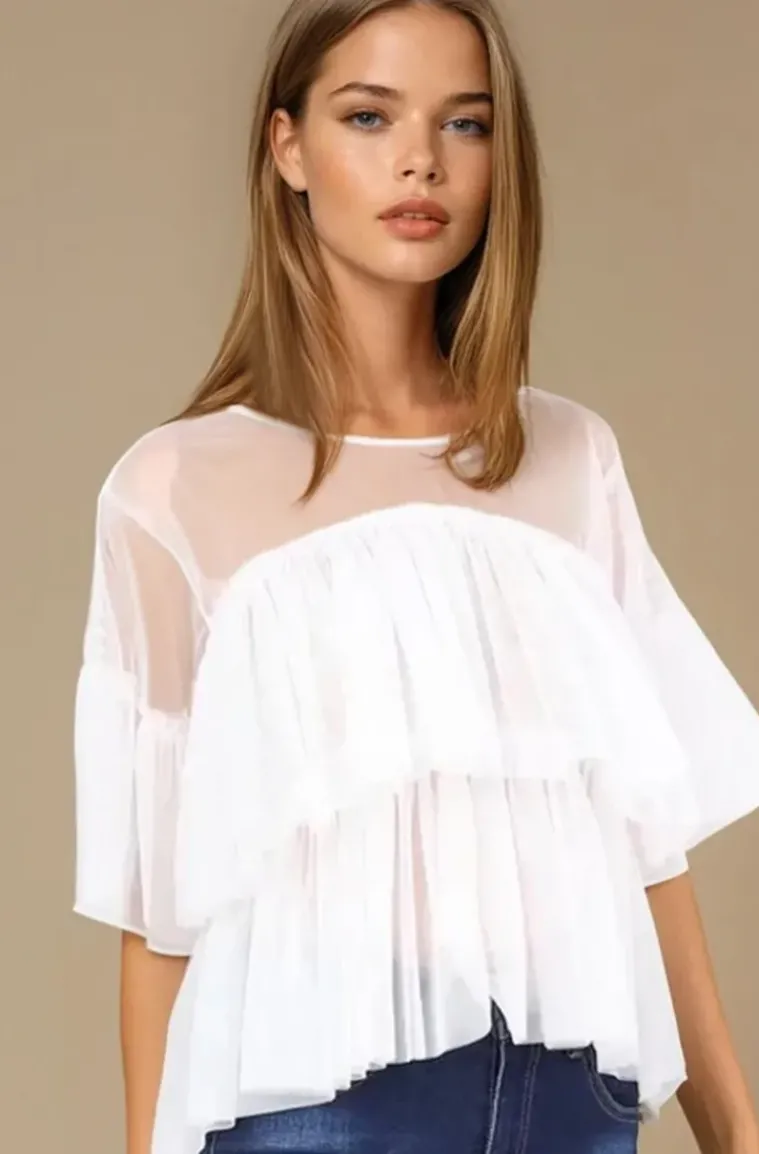 Mixed Brands - Ruffle Top 8186-3350 - White