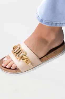 Mixed Brands - Sandal with buckle with stones 2332 - Beige
