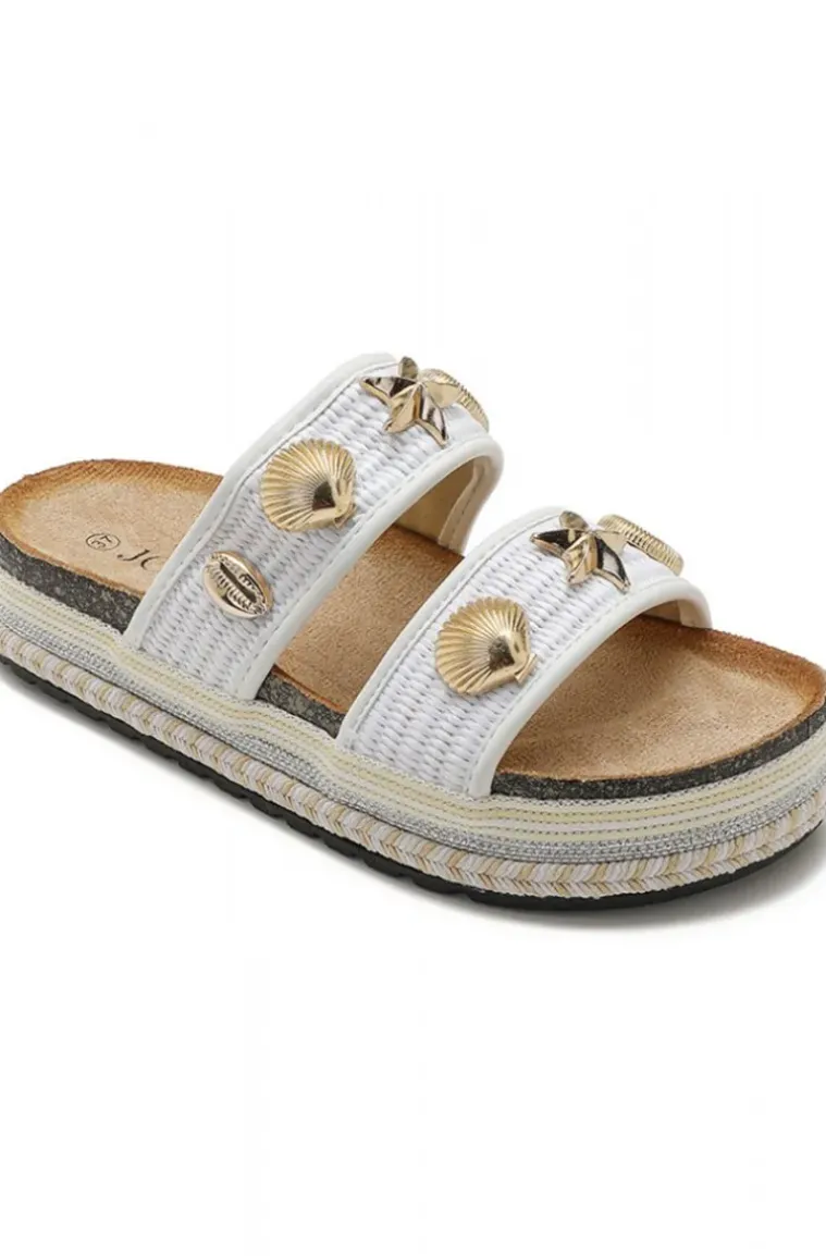 Mixed Brands - Sandal with Seashells S6-262 - White