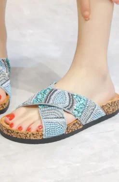 Mixed Brands - Sandal with stones 7069 - Blue
