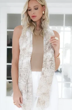 Mixed Brands - Scarf Elegant Print 0929 - Taupe