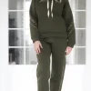 Mixed Brands - Set hoodie and sweatpants with leostripe 50210 - Military