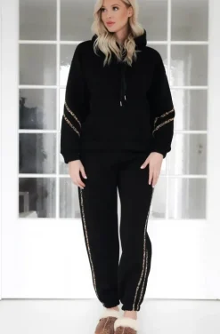 Mixed Brands - Set hoodie and sweatpants with leostripe 50210 - Black