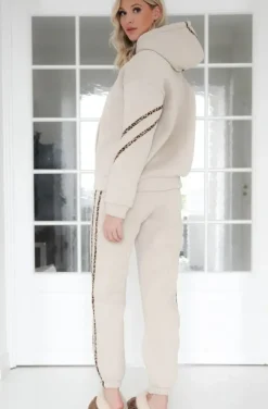 Mixed Brands - Set hoodie and sweatpants with leostripe 50210 - Beige