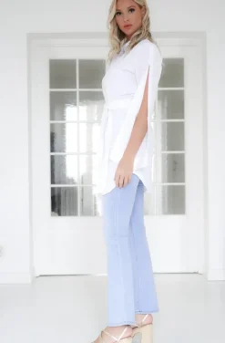 Mixed Brands - Shirt with belt and buttoned sleeves 10358 - White