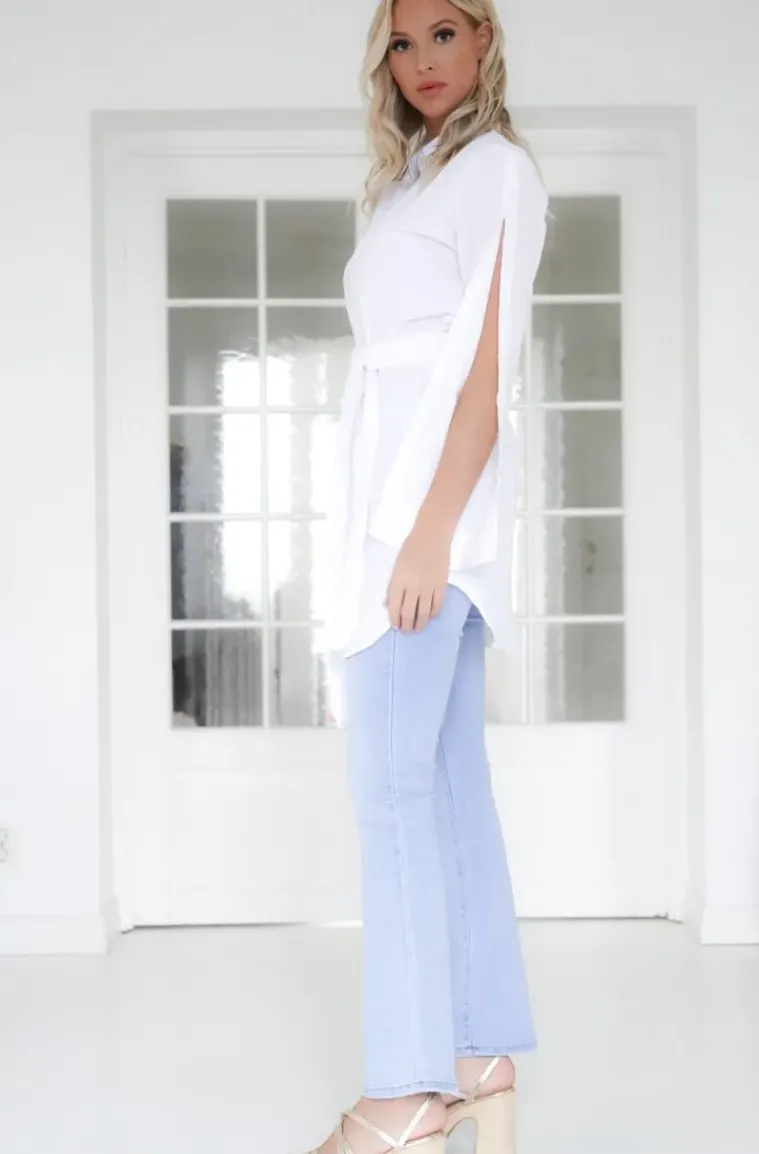 Mixed Brands - Shirt with belt and buttoned sleeves 10358 - White