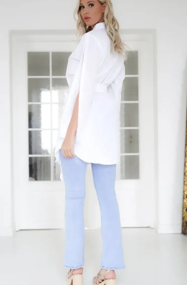 Mixed Brands - Shirt with belt and buttoned sleeves 10358 - White