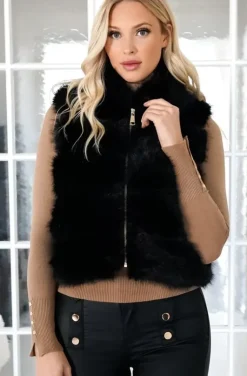 Mixed Brands - Short Vest Faux Fur 40789 - Black