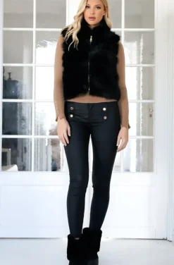Mixed Brands - Short Vest Faux Fur 40789 - Black