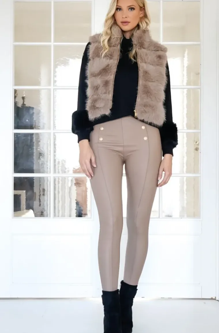 Mixed Brands - Short Vest Faux Fur 40789 - Taupe