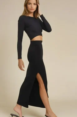 Mixed Brands - Skirt with slit 1607 - Black