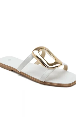 Mixed Brands - Sliders with buckle SS-283 - White