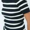 Mixed Brands - Striped short sleeve turtleneck 3373 - Black
