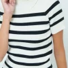 Mixed Brands - Striped short sleeve turtleneck 3373 - Beige