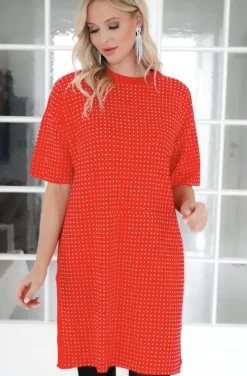 Mixed Brands - Studded Dress 8065 - Red