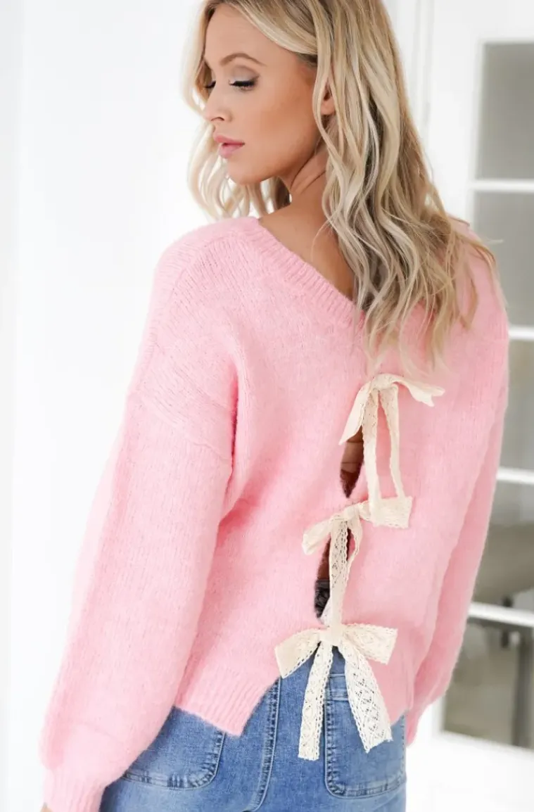 Mixed Brands - Sweater Bows Back 2413-2052 - Pink