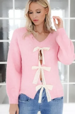 Mixed Brands - Sweater Bows Back 2413-2052 - Pink