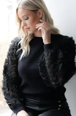 Mixed Brands - Sweater with gorgeous sleeves 9008 - Black