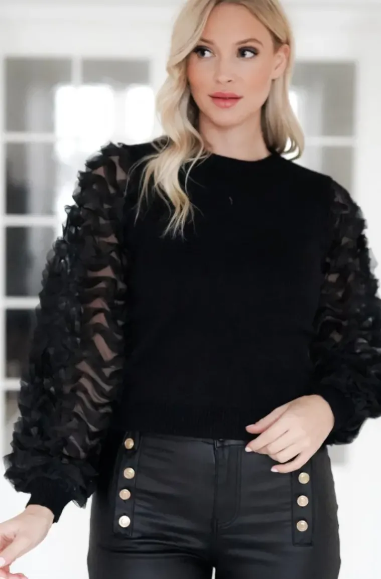 Mixed Brands - Sweater with gorgeous sleeves 9008 - Black