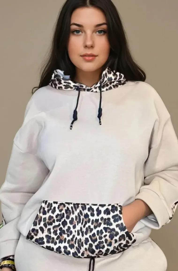 Mixed Brands - Sweatset leo plus size 35688 - Camel