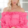 Mixed Brands - Top with Frills 12036 - Raspberry