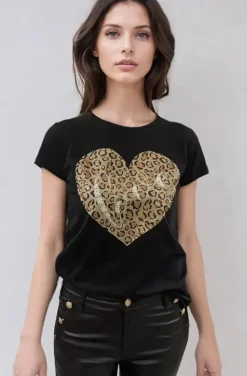Mixed Brands - Tshirt Leo Love Heart 5223 - Black