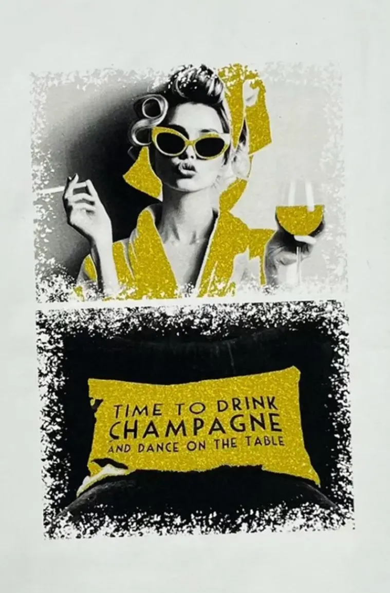 Mixed Brands - Tshirt Time to drink Champagne 3621- White
