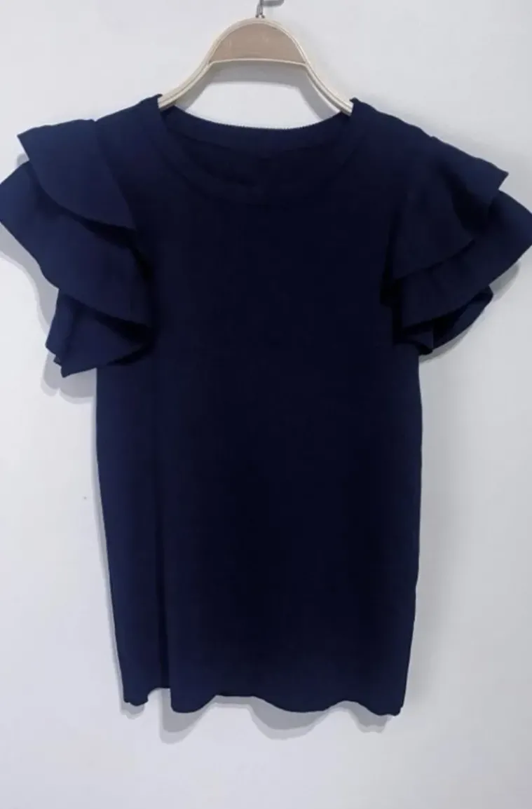 Mixed Brands - Tshirt with frills 2169 - Navy