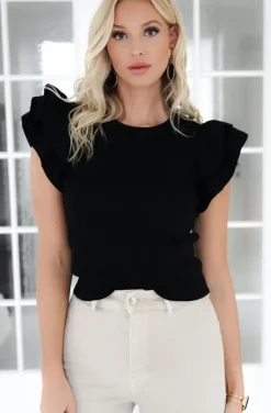 Mixed Brands - Tshirt with frills 2169 - Black