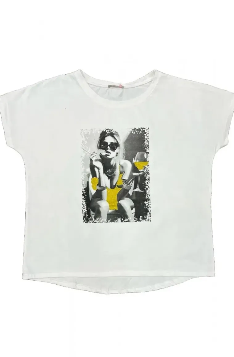 Mixed Brands - Tshirt Woman wine 3662 - White
