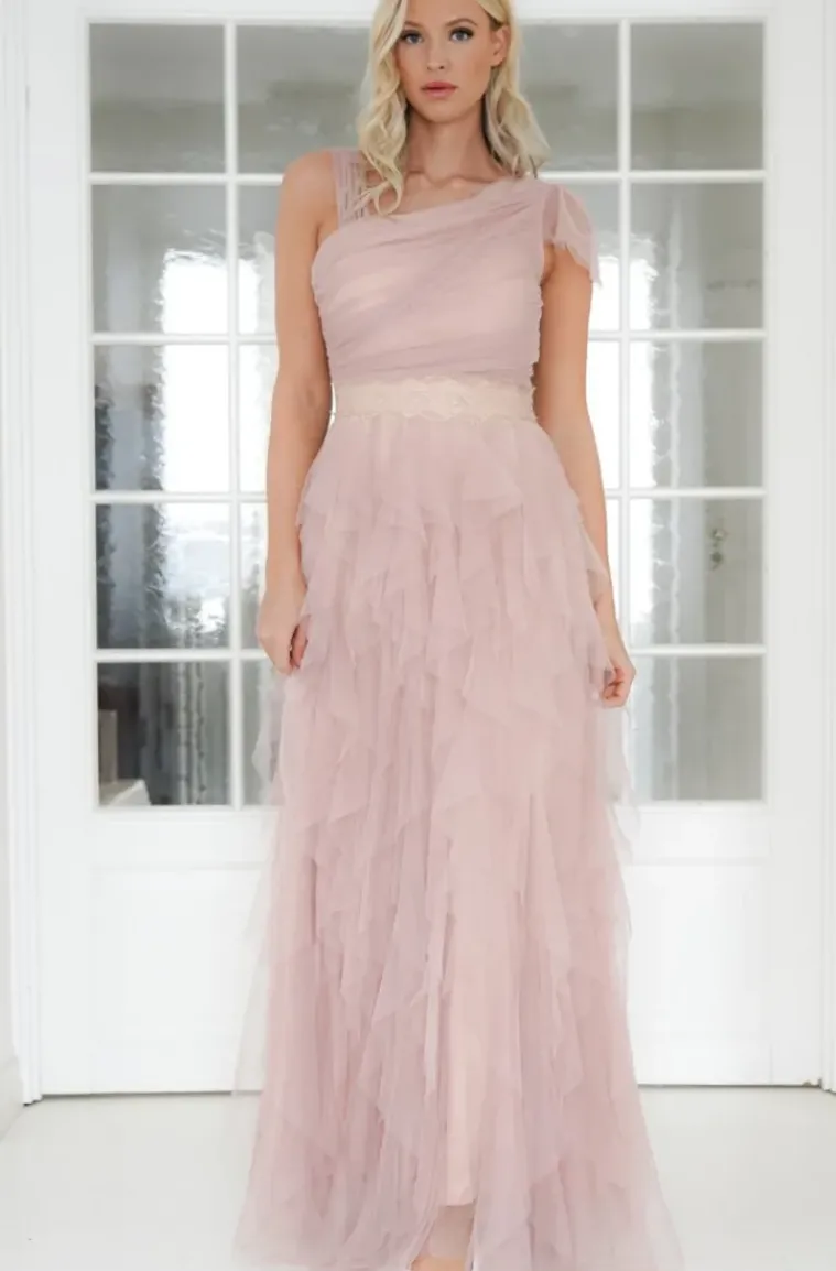 Mixed Brands - Tulle Dress Maxi Asymmetric 19831 - Pink