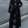 Mixed Brands - Two piece Knit set Pant and Kimono 12411 - Black