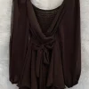 Mixed Brands - V-neck flowy Chiffon Dress 25988 - Brown