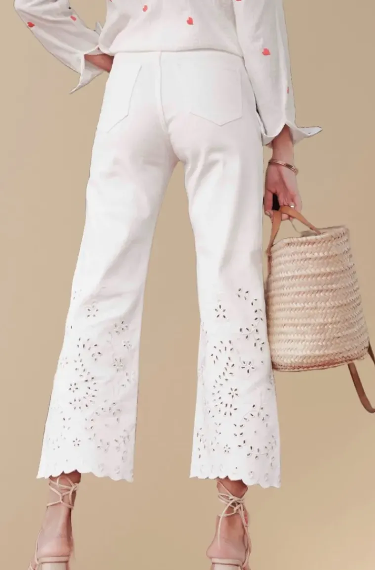 Mixed Brands - White lace detail jeans H3545