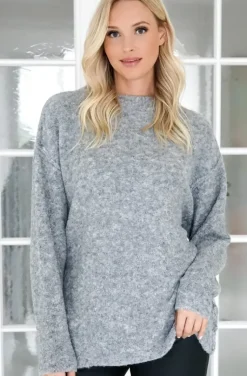 NORR - Filine Knit Top - Light Grey Melange