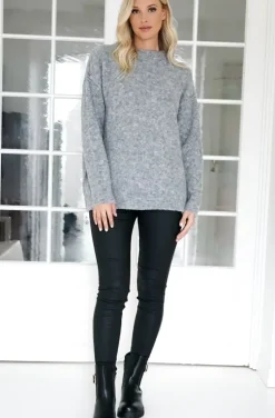 NORR - Filine Knit Top - Light Grey Melange