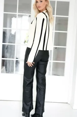 NORR - Stilla Blocking knit Cardigan - offwhite with black details