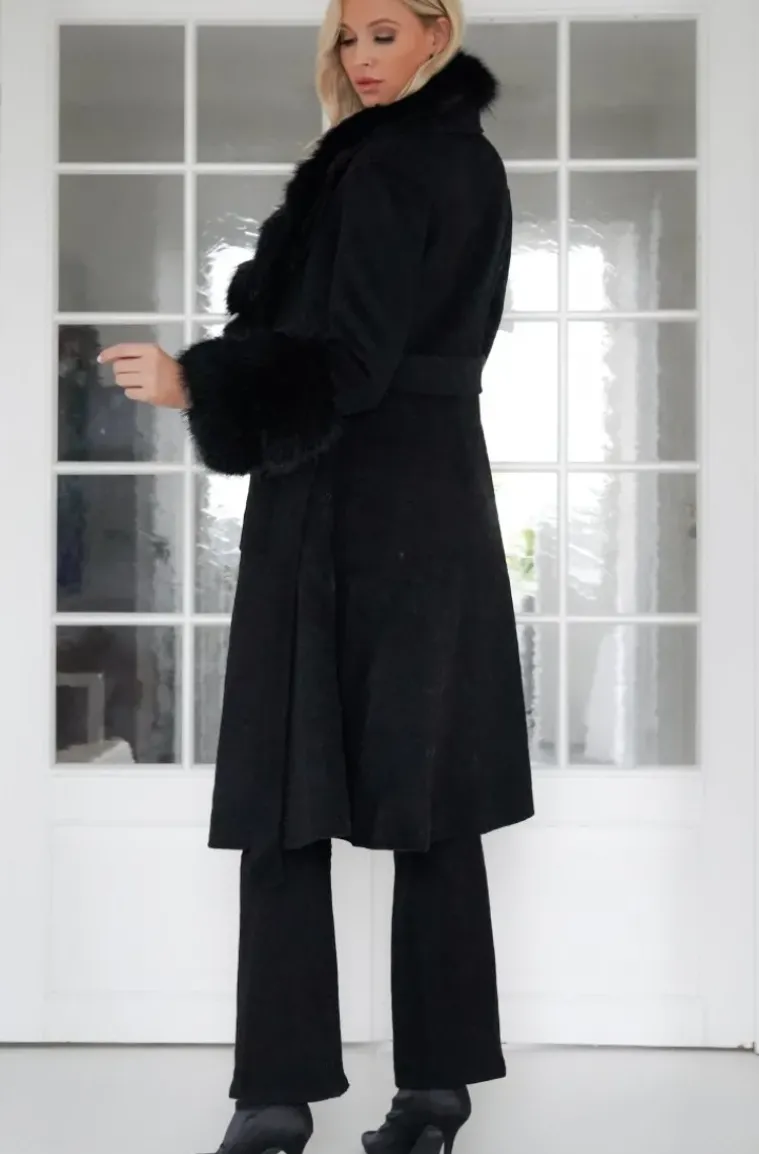 Plain Vanilla - Amazing coat with Faux fur Details - Black