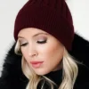 Plain Vanilla - Beanie with faux fur pompom - Bordeaux